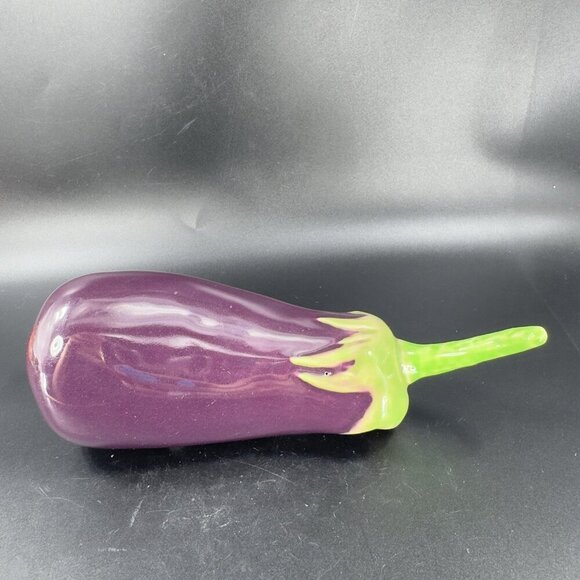 Vintage Ceramic Eggplant Set 2 Houseware Decor Figure Made In Portugal VTG - Picture 9 of 15